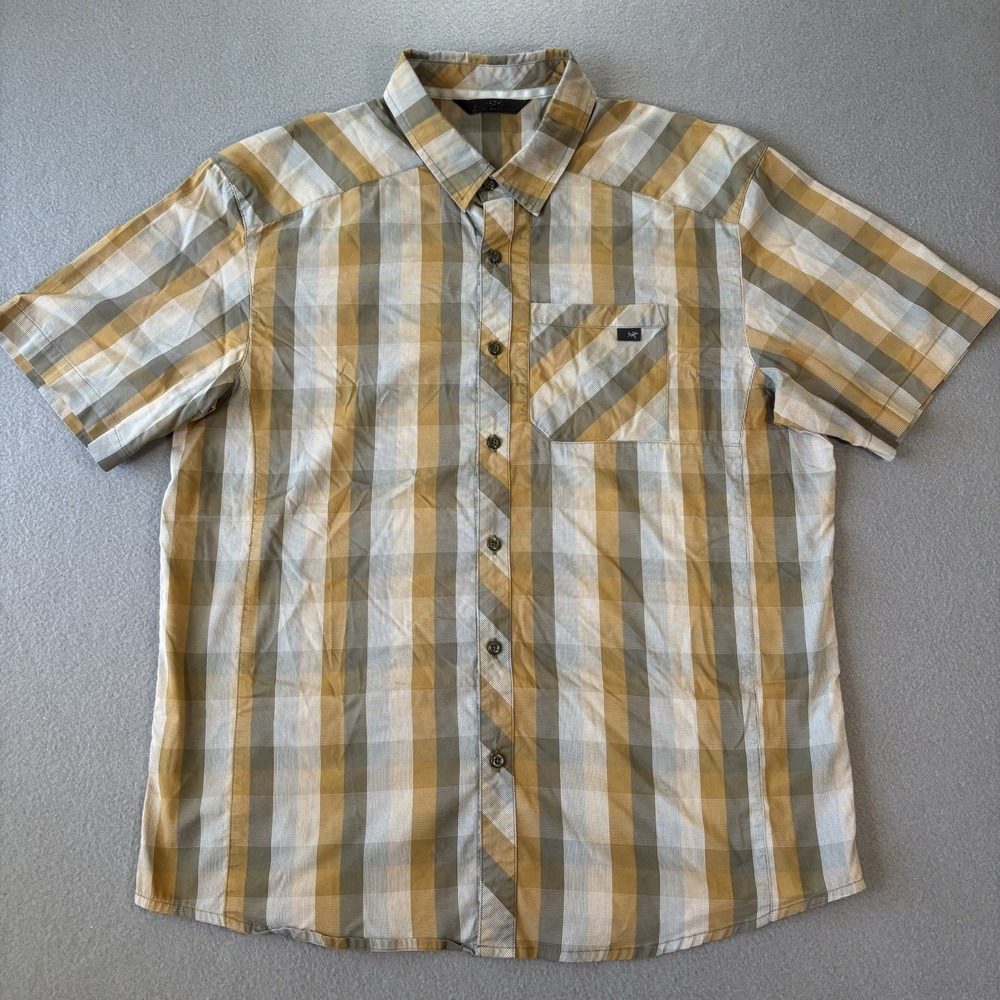 ARC'TERYX Peakline Mens L Plaid Short Sleeve Button Shirt Outdoor Gorpcore Trail